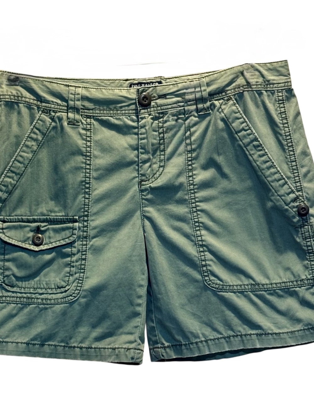 Polo Jeans Co Ralph Lauren Vintage Utility Cargo Shorts Size 8 Sage Green 32W